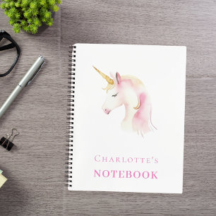 Carnet Unicorne rose blanc fille