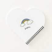 Carnet Unicorne rose enfant Rainbow Star en forme de coeu (Dos)