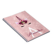 Carnet Unicorne rose Étincelle Princesse Nom du monogramm (Côté Droit)