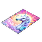 Carnet Unicorne rose mignonne et nom, (Côté gauche)