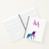 Carnet Unicorne violet rose blanc monogramme (Intérieur)