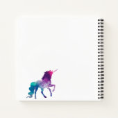 Carnet Unicorne violet rose blanc monogramme script (Dos)