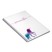 Carnet Unicorne violet rose blanc monogramme script (Côté Droit)