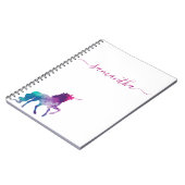 Carnet Unicorne violet rose blanc monogramme script (Côté gauche)