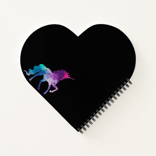 Carnet Unicorne violet rose noir script monogramme (Dos)