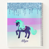 Carnet Unicorne violette et Turquoise avec Parties scinti (Dos)