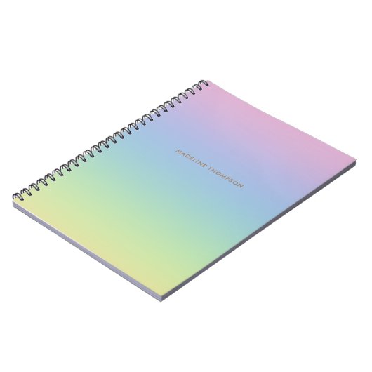 Carnet Unicorne Whimsical Rainbow Nom simple Monogramme (Côté gauche)