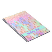 Carnet Unicorns rose menthe gouttes nom holographique fil (Côté Droit)