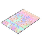 Carnet Unicorns rose menthe gouttes nom holographique fil (Côté gauche)