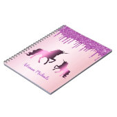 Carnet Unicorns rose violet nom de parties scintillant bl (Côté gauche)