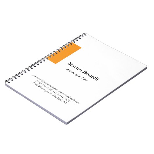 Carnet Unique Classique Simple Orange & Blanc (Côté gauche)