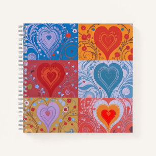Carnet Unique coloré Motif d'amour du coeur