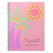 Carnet Unique élégant palmier moderne et soleil (Devant)