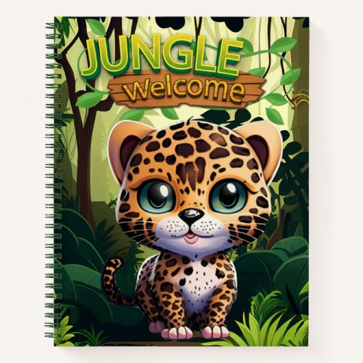 Carnet Unique Leopard Whimsical Kitty Caractère Chat 🐆 (Devant)