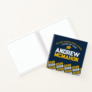 Carnet Unique Navy Blue & Gold Graduation Guestbook