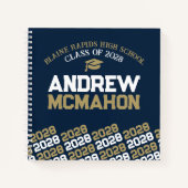 Carnet Unique Navy Blue & Gold Graduation Guestbook (Devant)