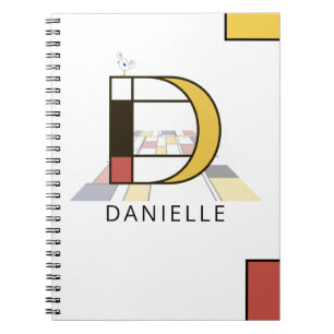 Carnet Unique Neoplasticism Style Monogram. Letter D