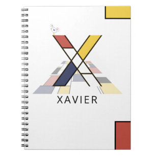 Carnet Unique Neoplasticism Style Monogram. Letter X