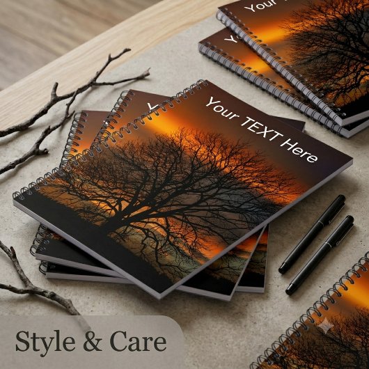 Carnet Unique Silhouette d'Arbre Coucher de Soleil