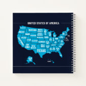 Carnet United States Map Teal Minimal Design (Dos)