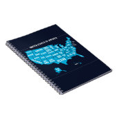 Carnet United States Map Teal Minimal Design (Côté Droit)