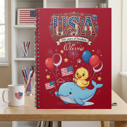 Carnet USA 250 Ans Bébé Baleine Caneton Nom Patriotique