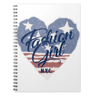 Carnet USA Fashion girl, usa coeur flag nyc