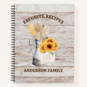 Carnet Ustensile de cuisine rustique tournesol blanc Rece (Devant)