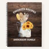 Carnet Ustensile de cuisine rustique tournesol Brown bois (Devant)