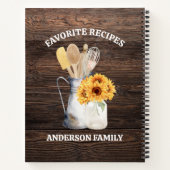 Carnet Ustensile de cuisine rustique tournesol Brown bois (Dos)