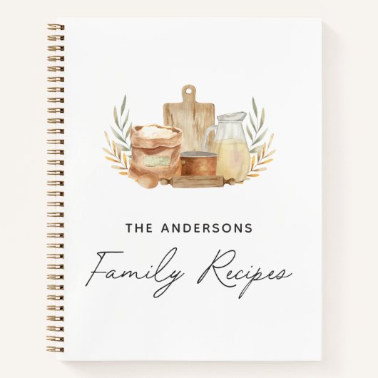 Carnet Ustensiles de cuisine Alimentation Aquarelle Recet (Devant)