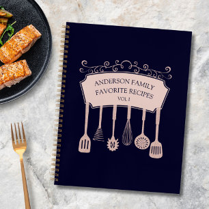 Carnet Ustensiles de cuisine en or rose personnalisés Rec