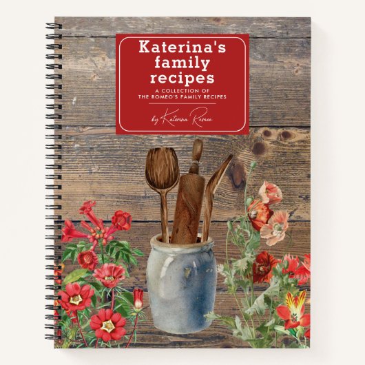Carnet Ustensiles de cuisine Fleur sauvage rouge Recette (Devant)