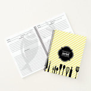 Carnet Ustensiles jaunes et blancs Recette personnalisée