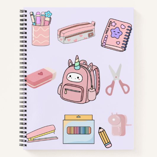 Carnet ute Pink Unicorn School Supplies Collection (Devant)