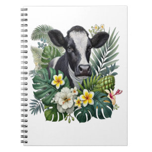 Carnet Vache dans la jungle florale Png, Vache tropicale