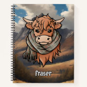 Carnet Vache de Highland avec Écharpe de taran Patiné du (Devant)