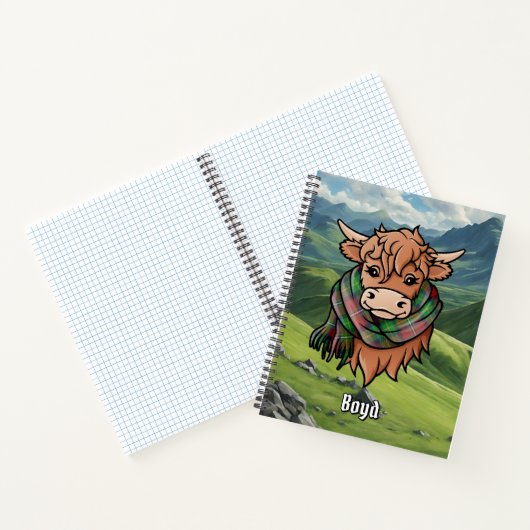 Carnet Vache de Highland avec écusson de Boyd Tartan (Intérieur)