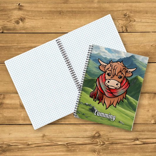 Carnet Vache de Highland avec écusson de tarte Cumul