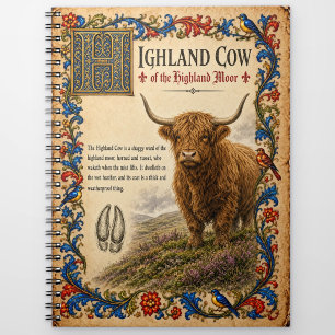 Carnet Vache des Highlands, Art de Bestiaire Médiéval