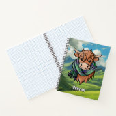 Carnet Vache des Highlands avec écharpe tartan Duncan (Intérieur)