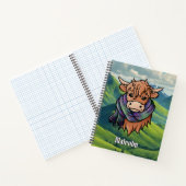 Carnet Vache des Highlands avec écharpe tartan Malcolm (Intérieur)