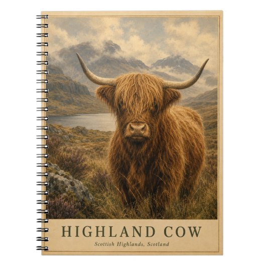 Carnet Vache des Highlands Écosse VINTAGE (Devant)