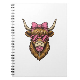 Carnet Vache des Highlands mignonne avec des lunettes à m