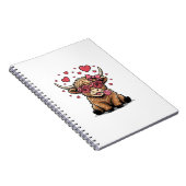 Carnet Vache des Highlands mignonne Saint-Valentin lunett (Côté Droit)