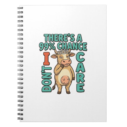 Carnet Vache drôle 99% de chance que je m'en fiche Graphi (Devant)
