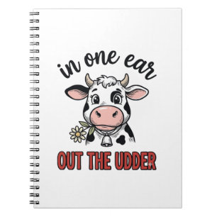 Carnet Vache drôle avec une oreille dans l'autre du tee-s