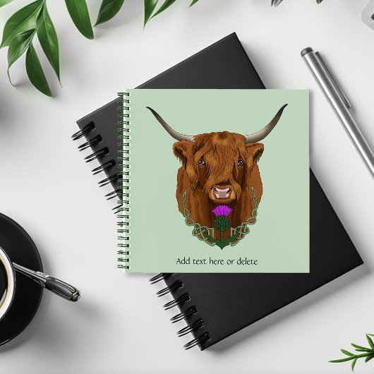 Carnet Vache Écossaise des Highlands Thistle Celtique Vio
