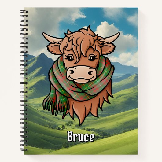 Carnet Vache Highland avec Bruce Hunter Tartan Scarf (Devant)