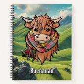 Carnet Vache Highland avec Buchanan Tartan Scarf (Devant)